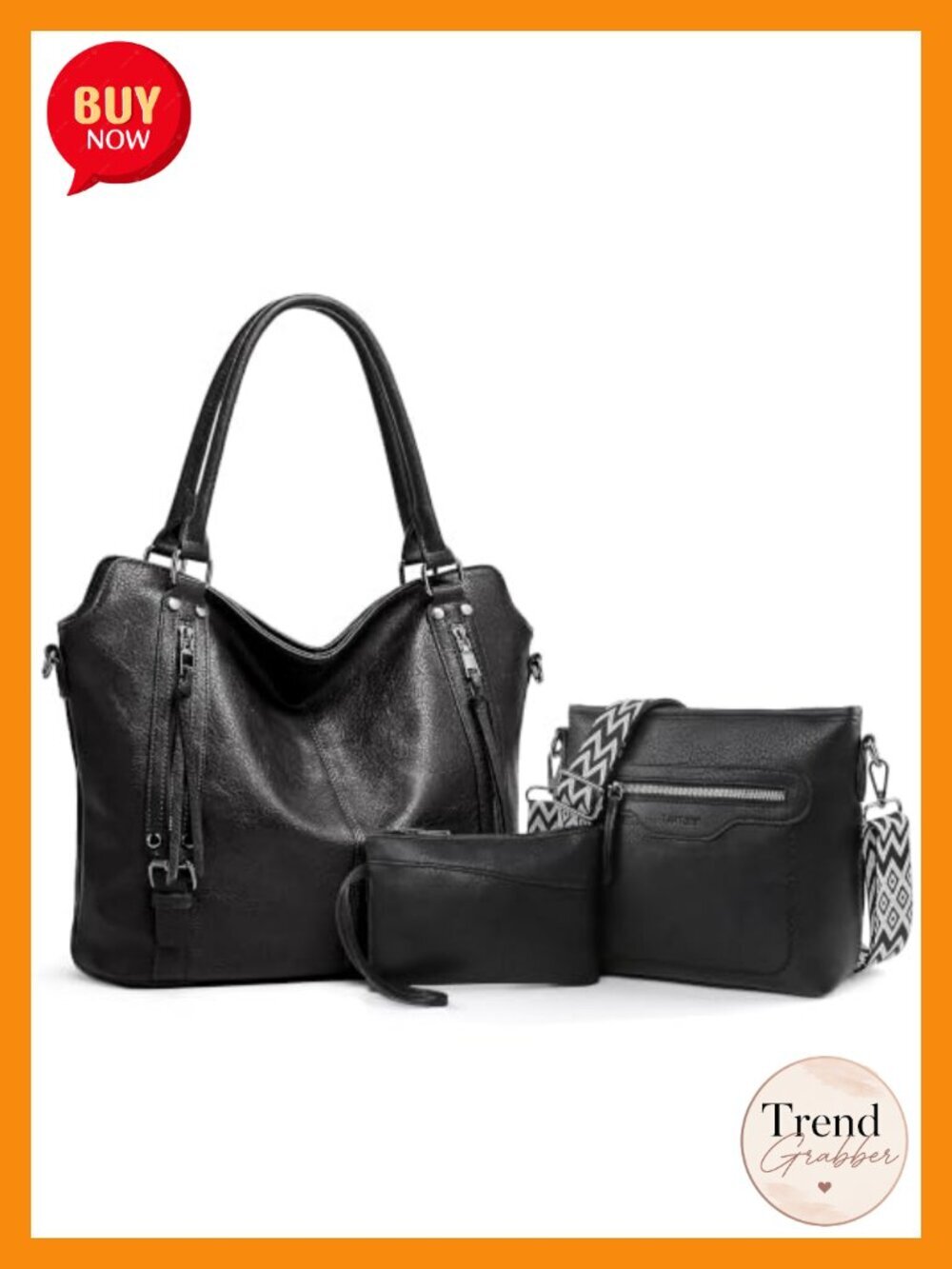 Faux Leather Tote Crossbody Bag Set with Wallet Adjustable Straps